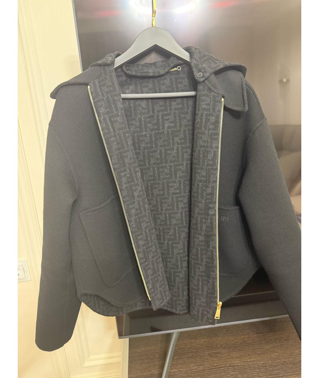 FENDI Черное шерстяное пальто, фото 4