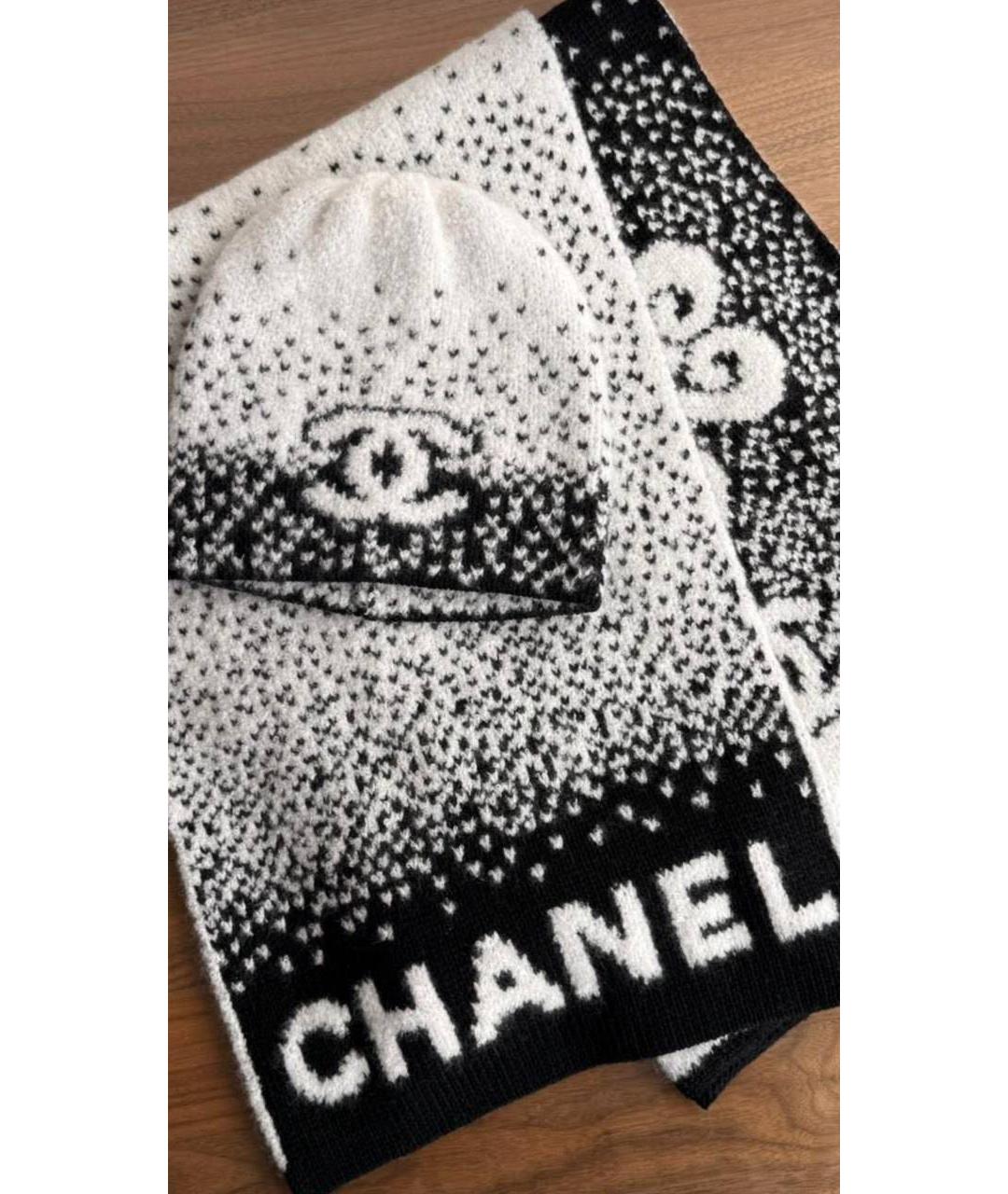 CHANEL Черный кашемировый шарф, фото 2