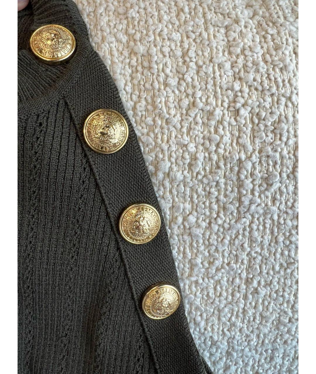 BALMAIN Хаки хлопко-эластановое повседневное платье, фото 5