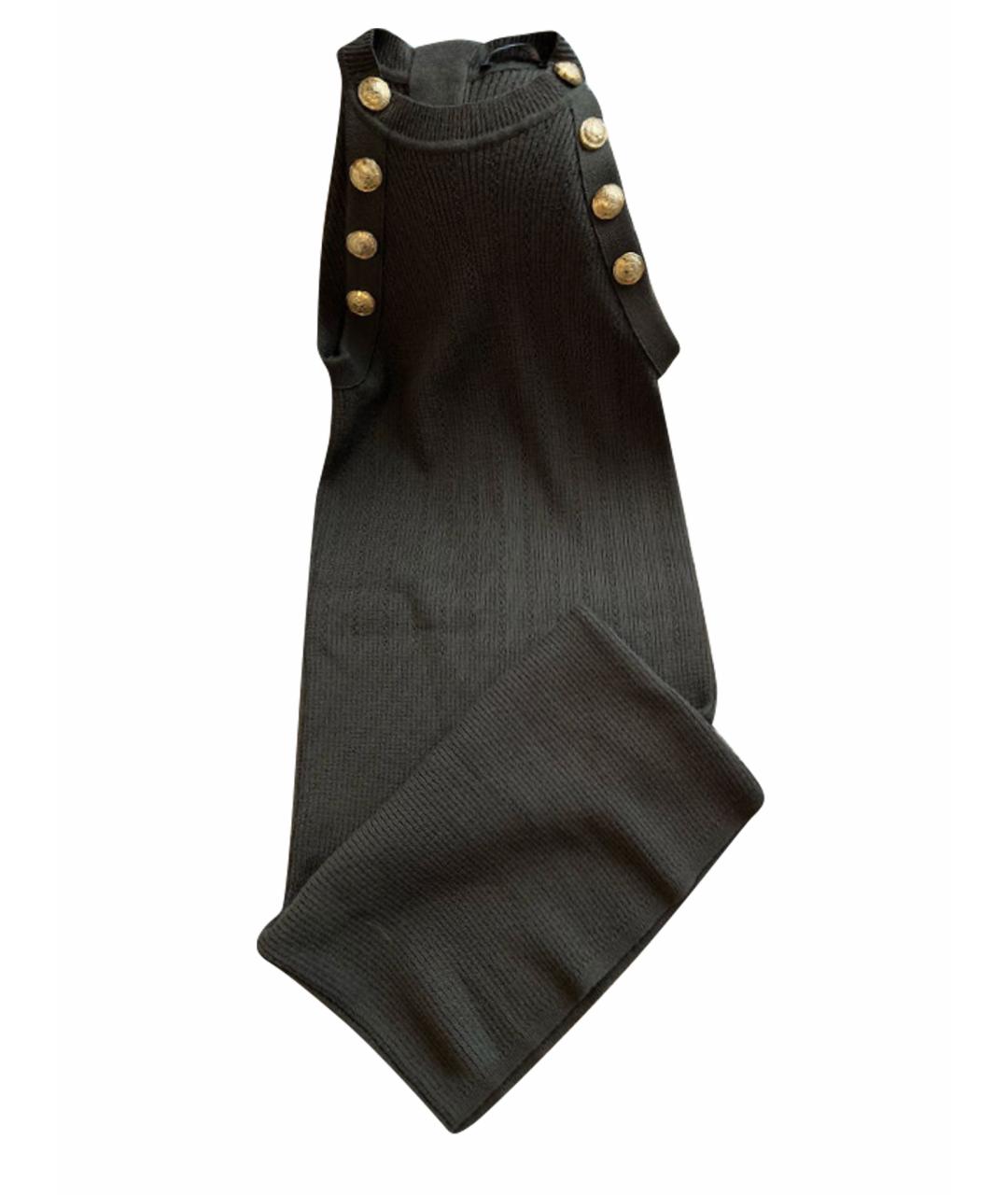 BALMAIN Хаки хлопко-эластановое повседневное платье, фото 7