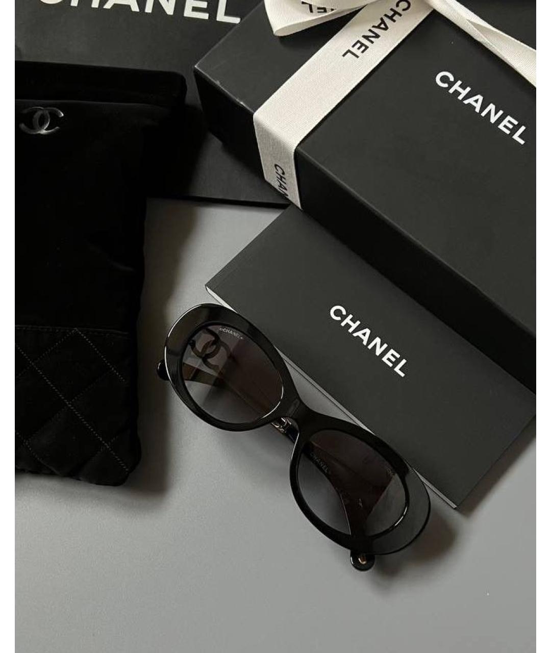 CHANEL Черные пластиковые солнцезащитные очки, фото 3