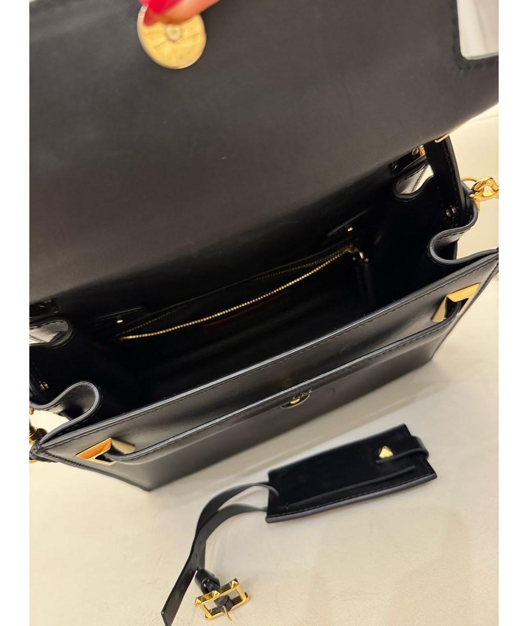 VALENTINO Черная кожаная сумка через плечо, фото 4
