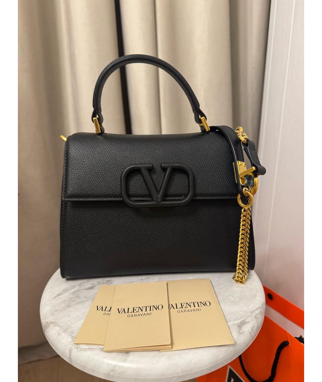 VALENTINO Черная кожаная сумка через плечо, фото 8