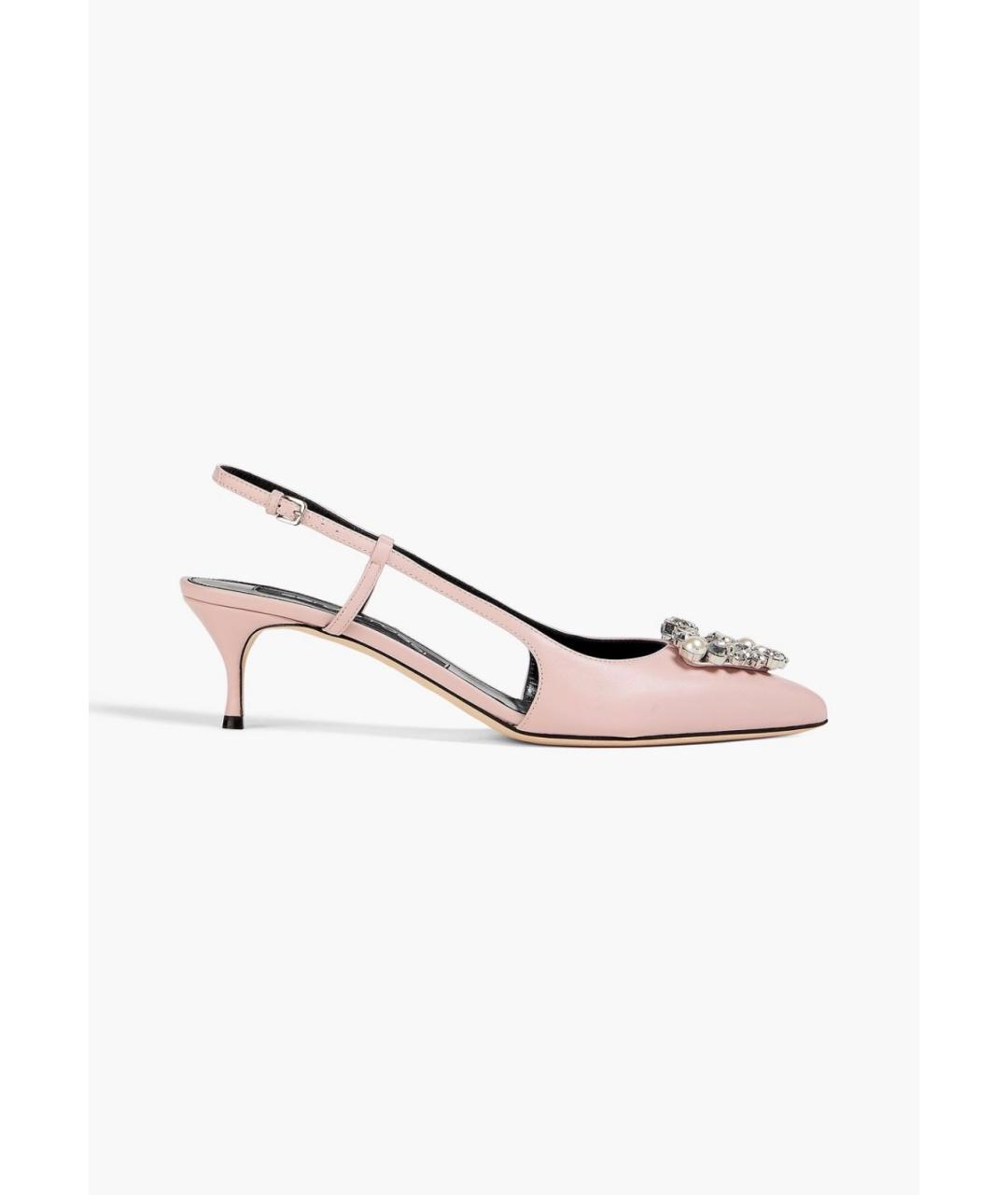 SERGIO ROSSI Розовые лодочки на низком каблуке, фото 5