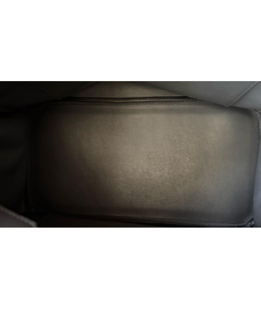 HERMES Антрацитовая кожаная сумка с короткими ручками, фото 7