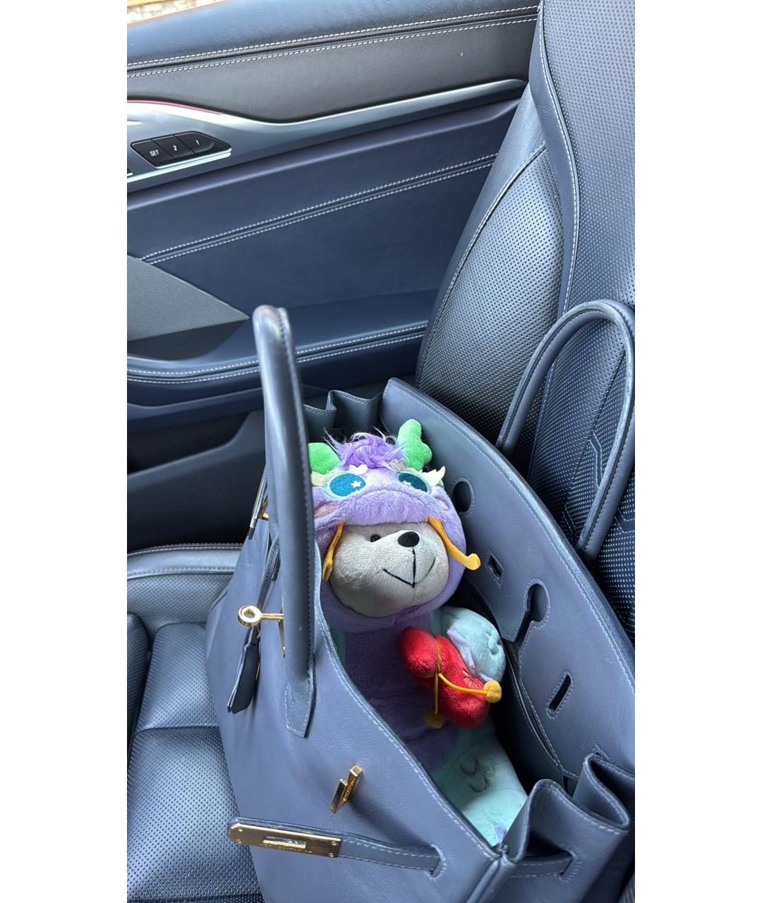 HERMES Антрацитовая кожаная сумка с короткими ручками, фото 6