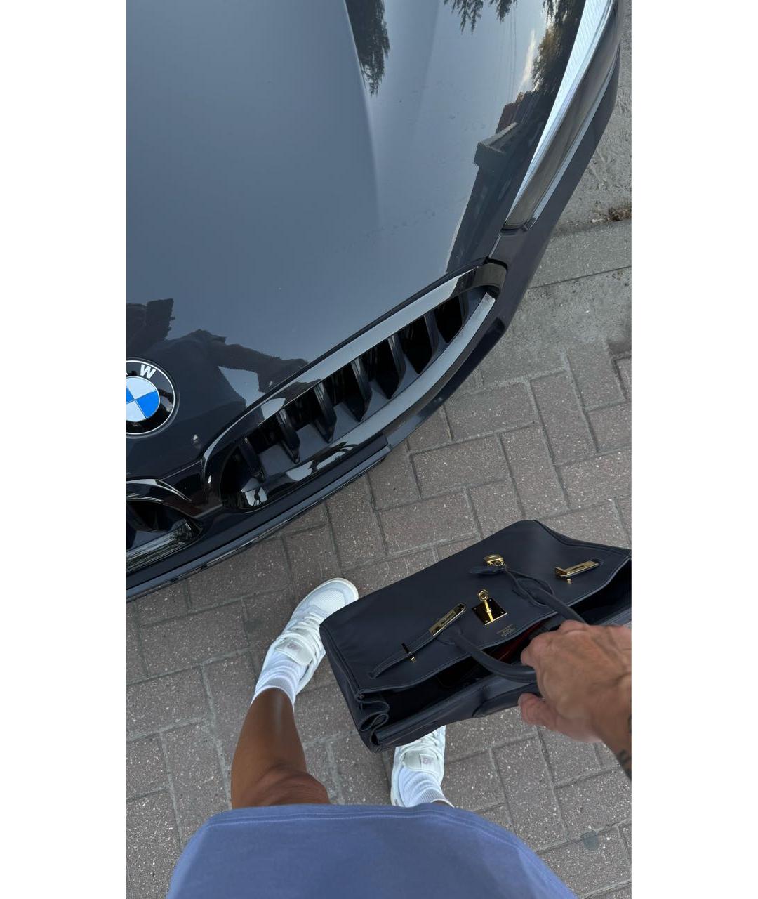 HERMES Антрацитовая кожаная сумка с короткими ручками, фото 8