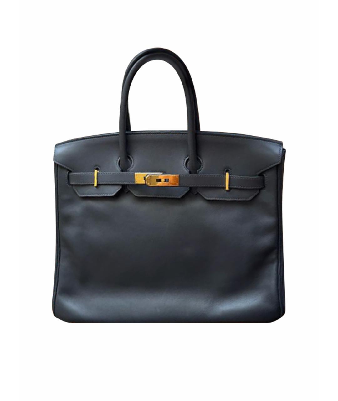 HERMES Антрацитовая кожаная сумка с короткими ручками, фото 1