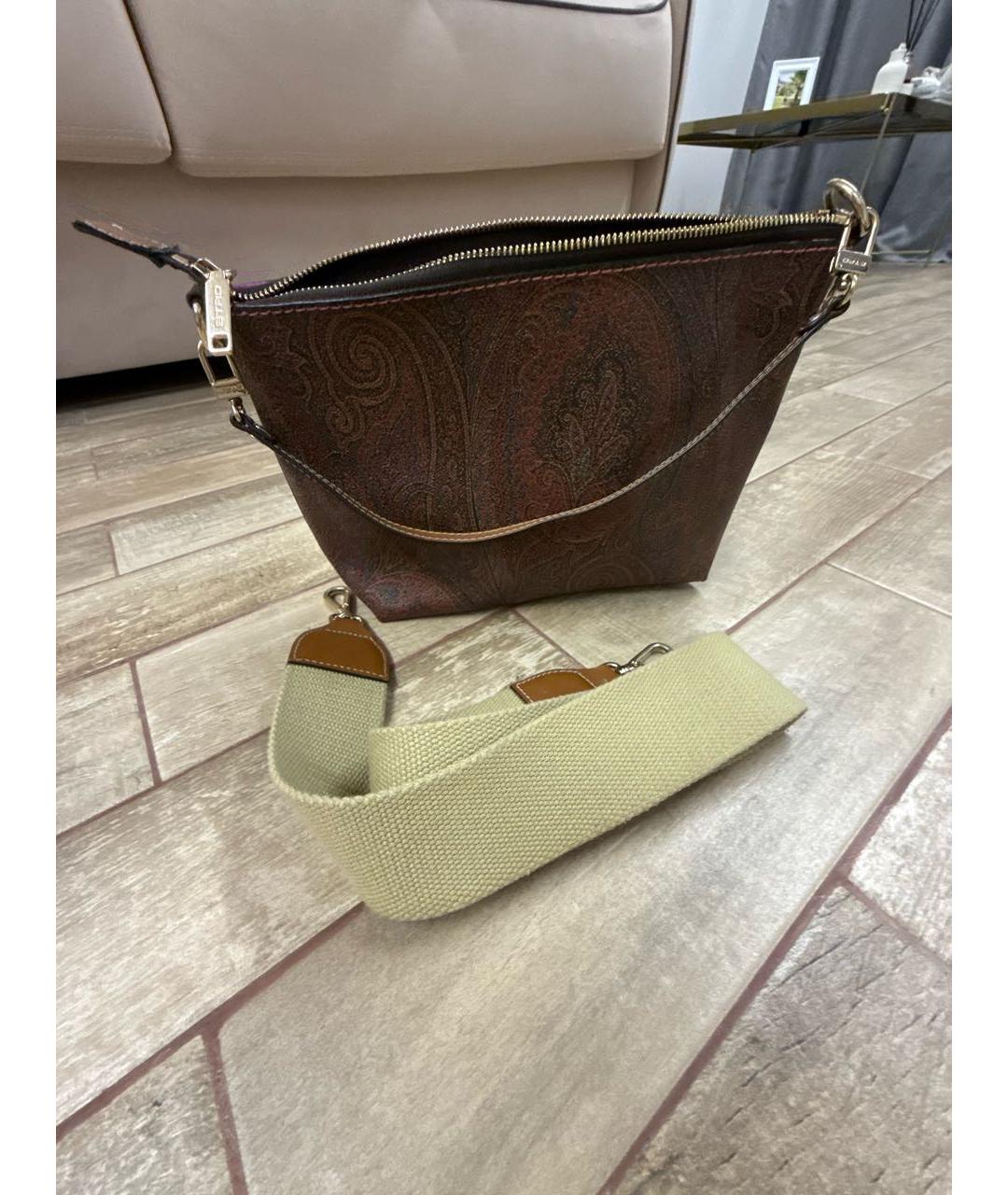 ETRO Коричневая кожаная сумка через плечо, фото 3