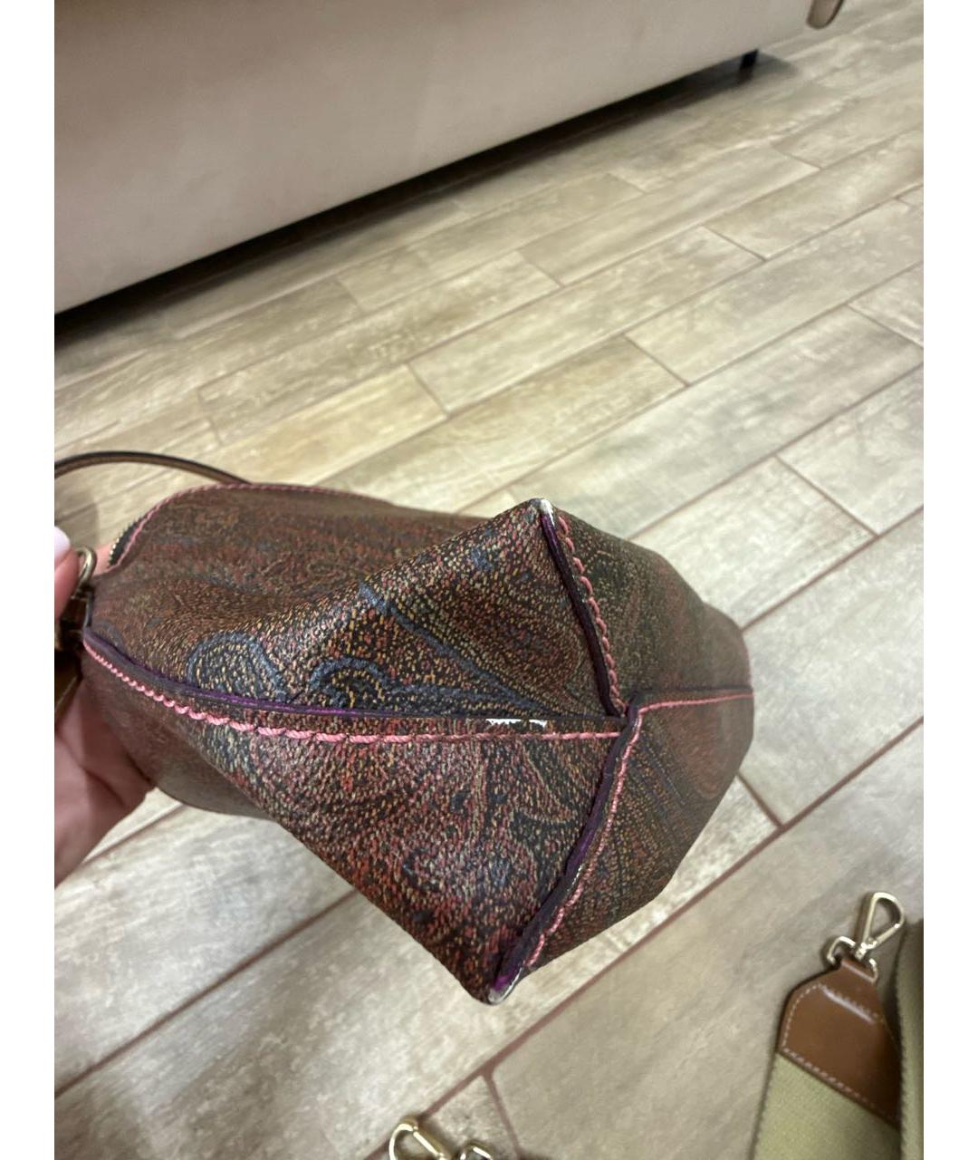 ETRO Коричневая кожаная сумка через плечо, фото 6