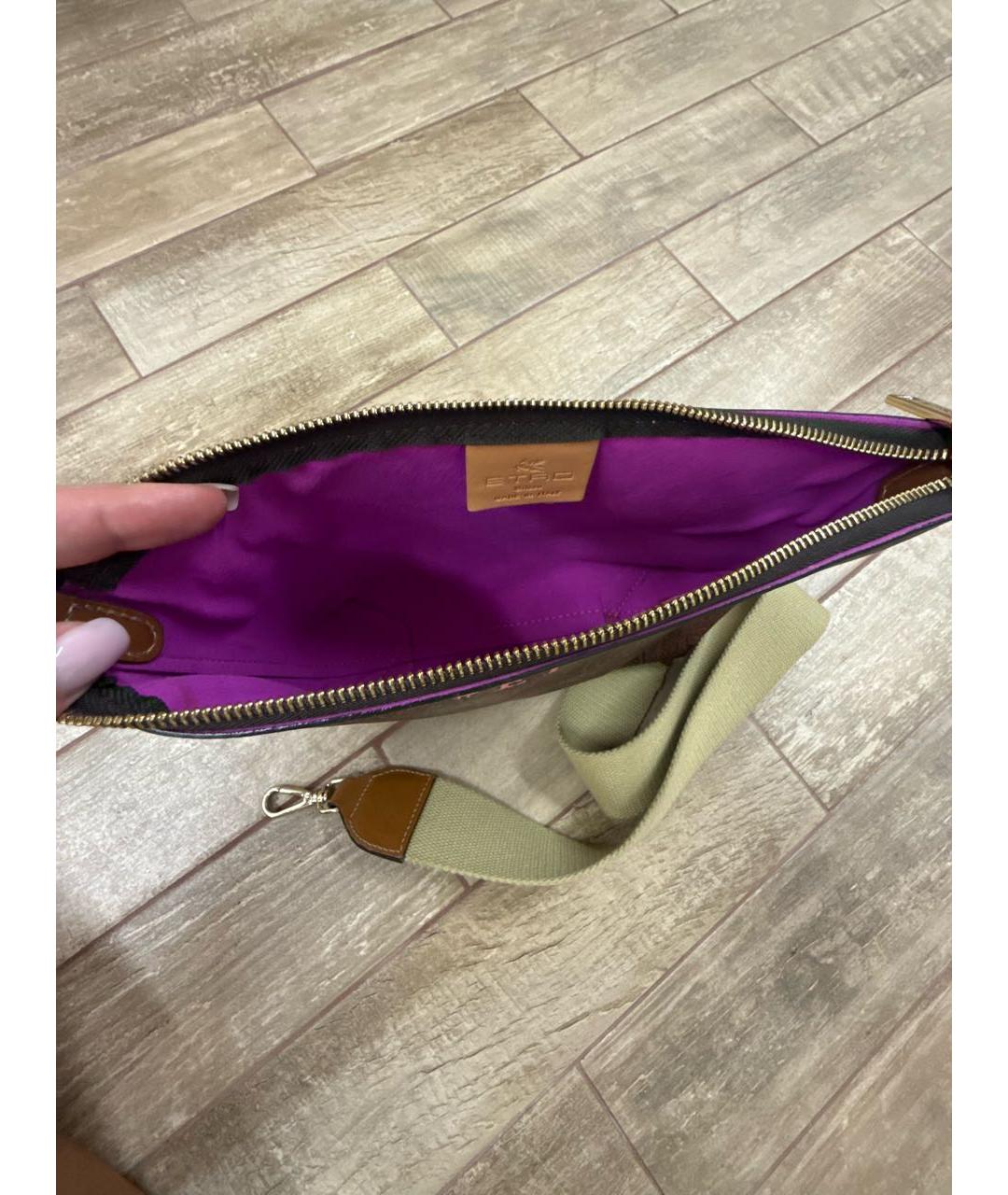 ETRO Коричневая кожаная сумка через плечо, фото 4