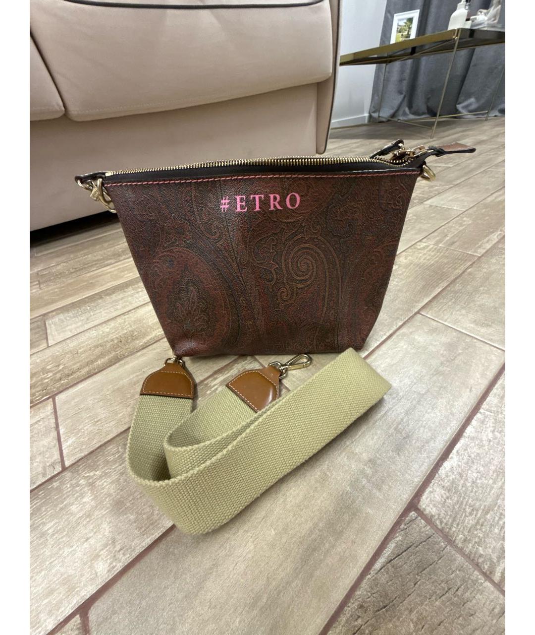 ETRO Коричневая кожаная сумка через плечо, фото 7
