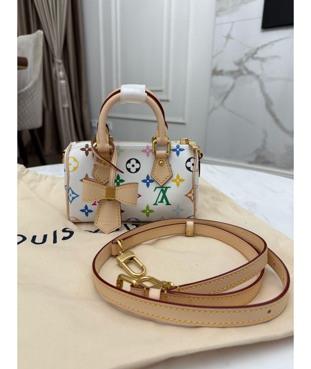 LOUIS VUITTON Белая кожаная сумка через плечо, фото 3