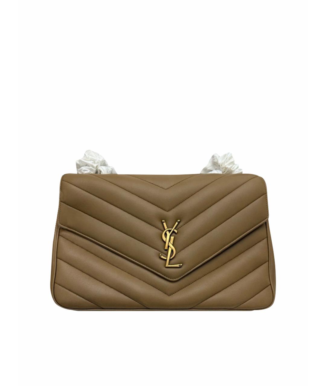 SAINT LAURENT Бежевая кожаная сумка через плечо, фото 1