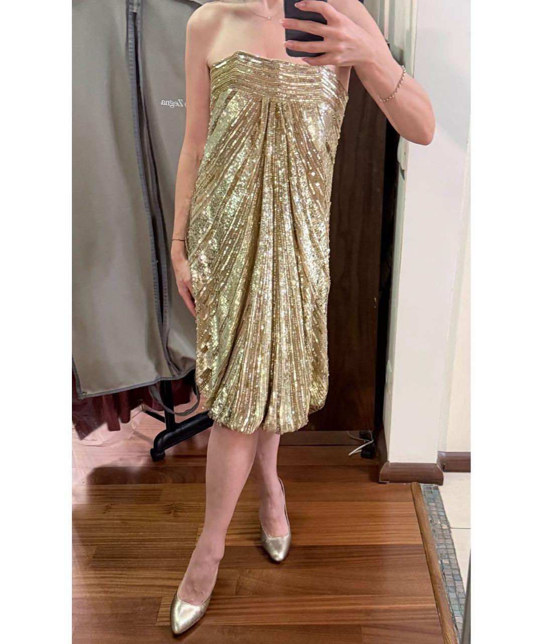 ELIE SAAB Золотое шелковое вечернее платье, фото 7