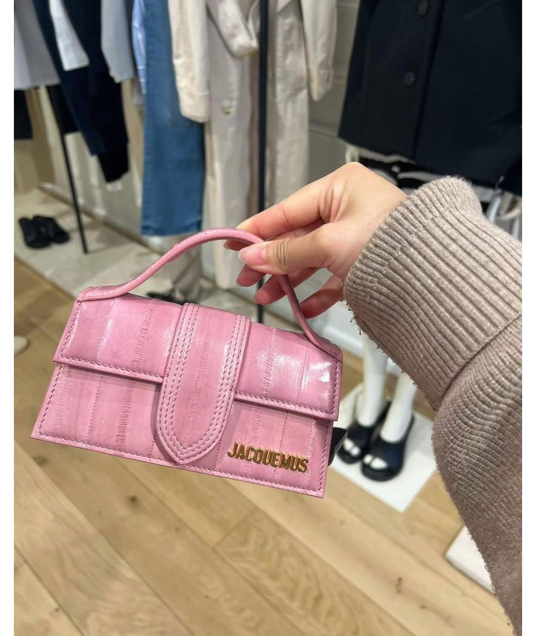 JACQUEMUS Розовая кожаная сумка через плечо, фото 3