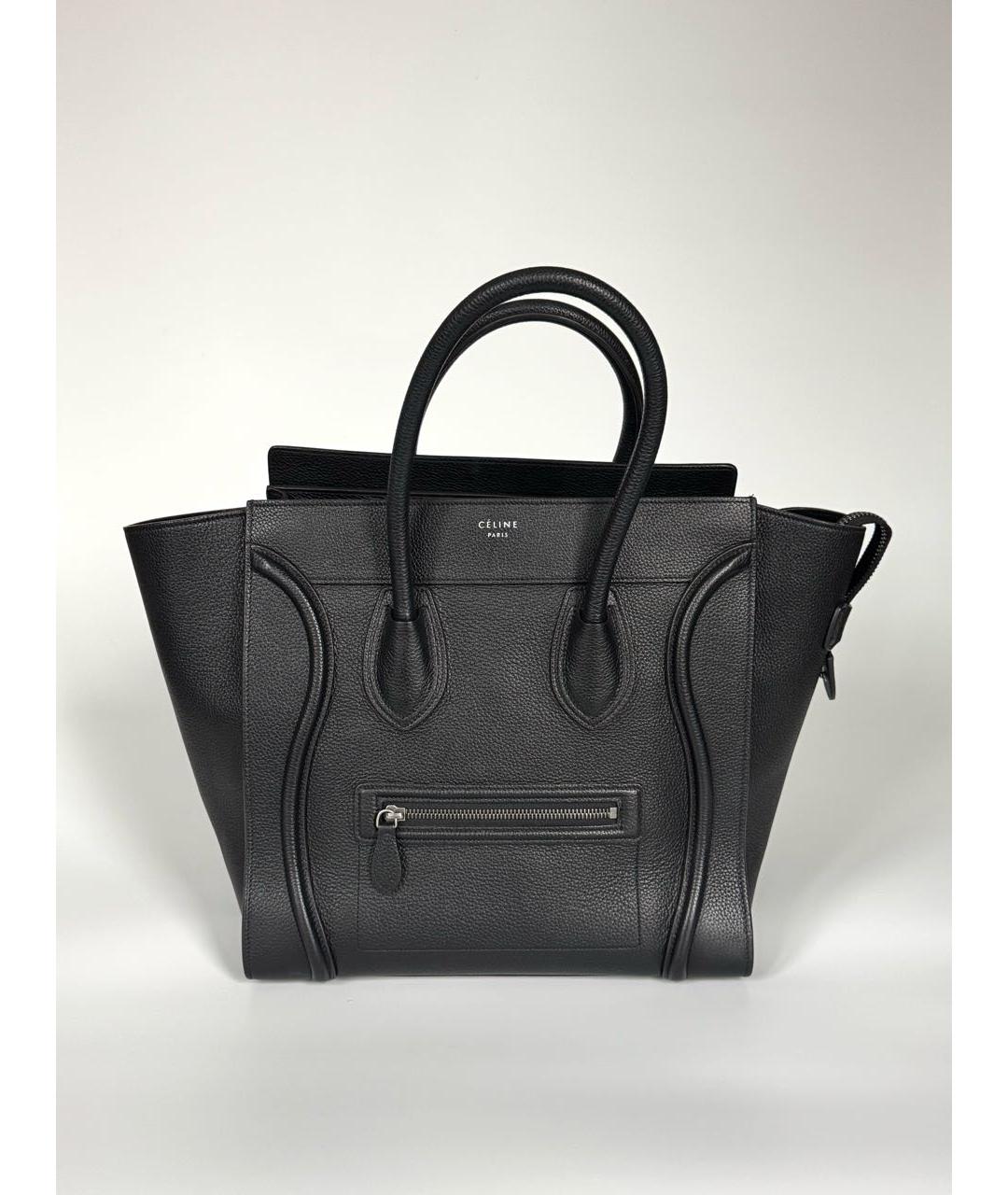 CELINE Черная кожаная сумка тоут, фото 9