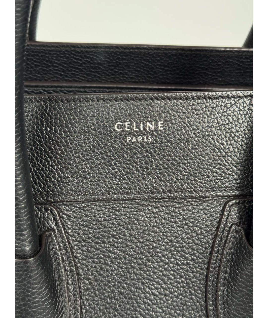 CELINE Черная кожаная сумка тоут, фото 8