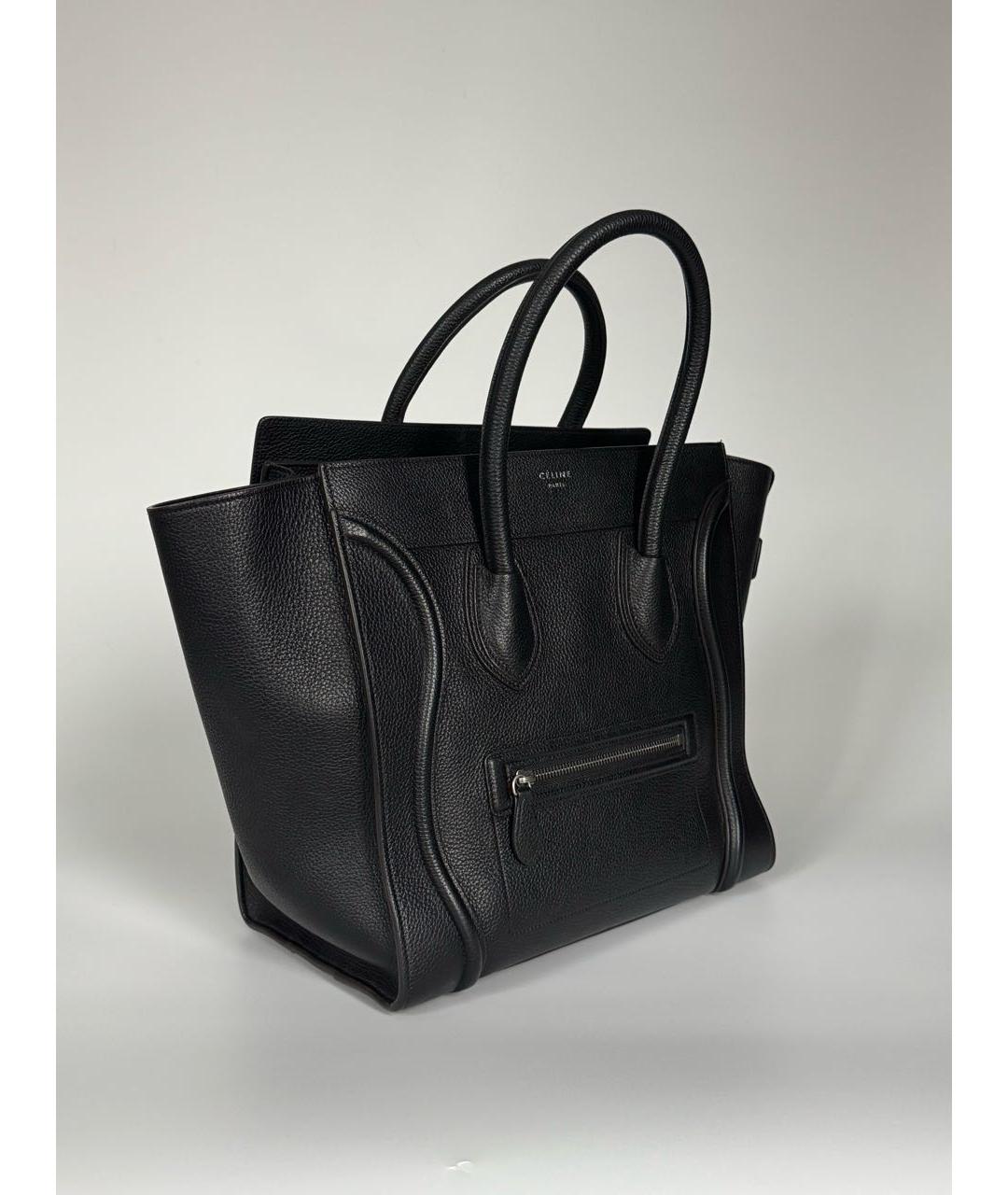 CELINE Черная кожаная сумка тоут, фото 2