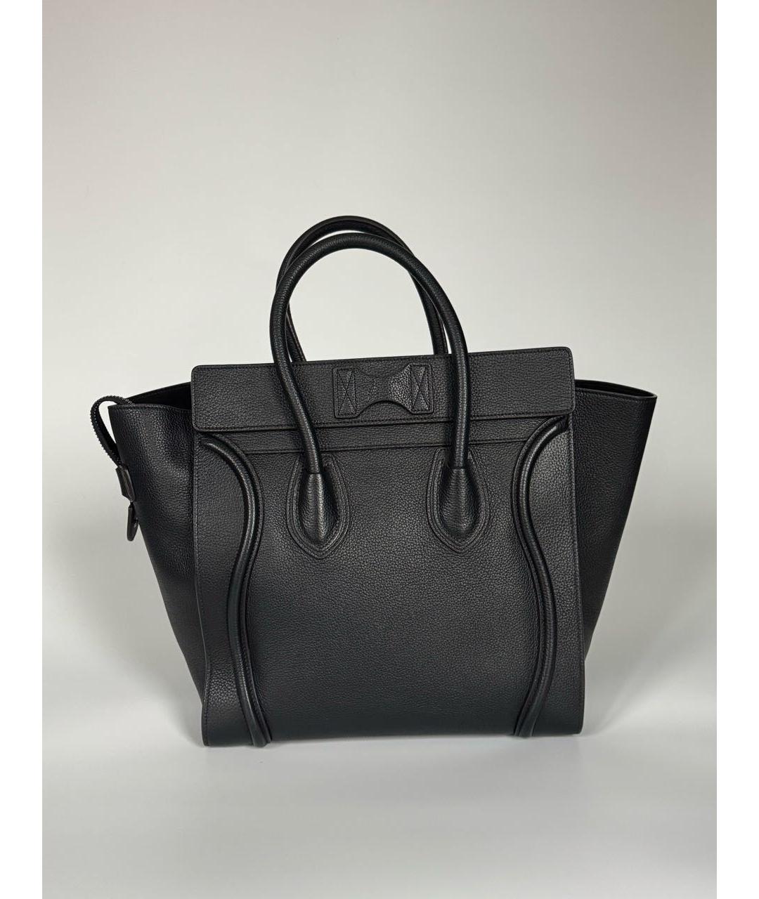 CELINE Черная кожаная сумка тоут, фото 3