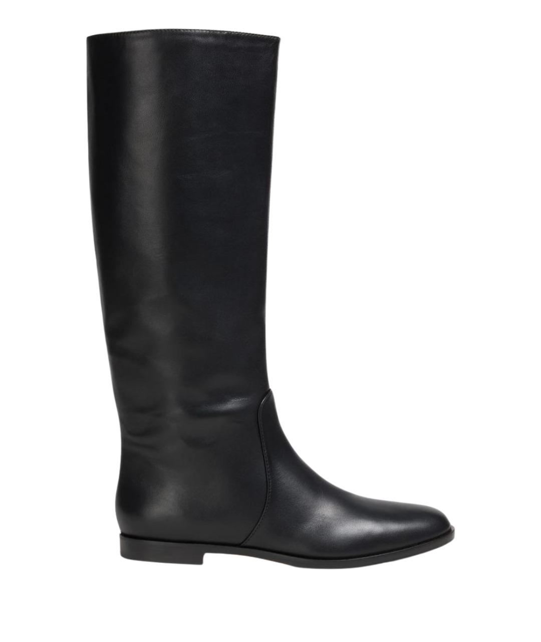 SERGIO ROSSI Черные кожаные сапоги, фото 1
