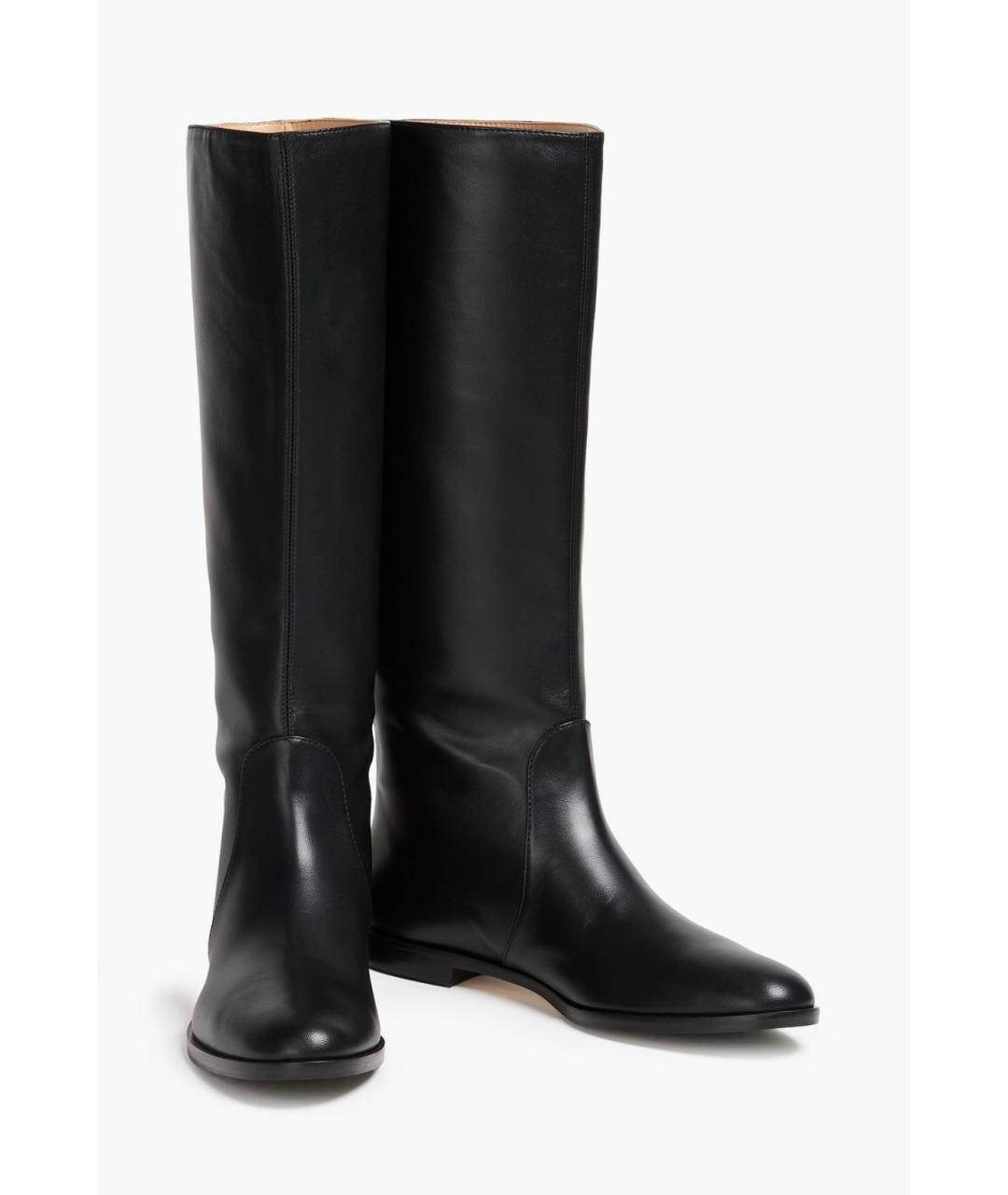 SERGIO ROSSI Черные кожаные сапоги, фото 2