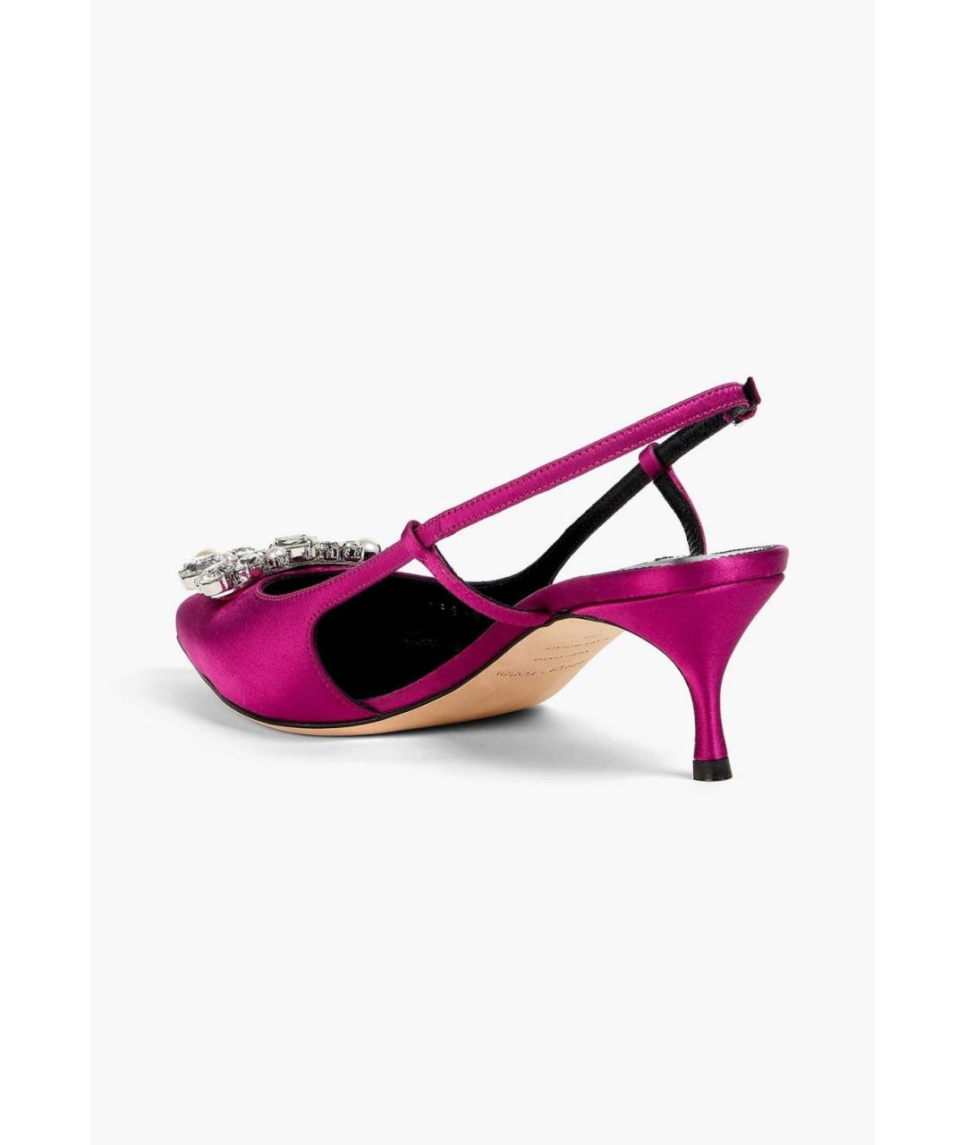 SERGIO ROSSI Фуксия текстильные лодочки на низком каблуке, фото 4