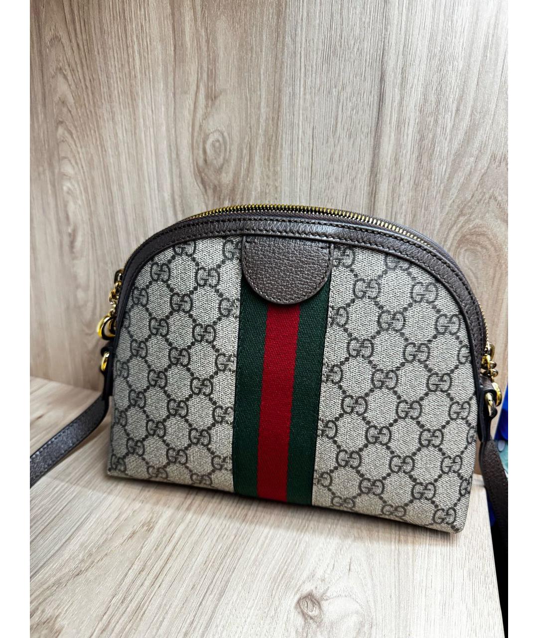 GUCCI Бежевая кожаная сумка через плечо, фото 6