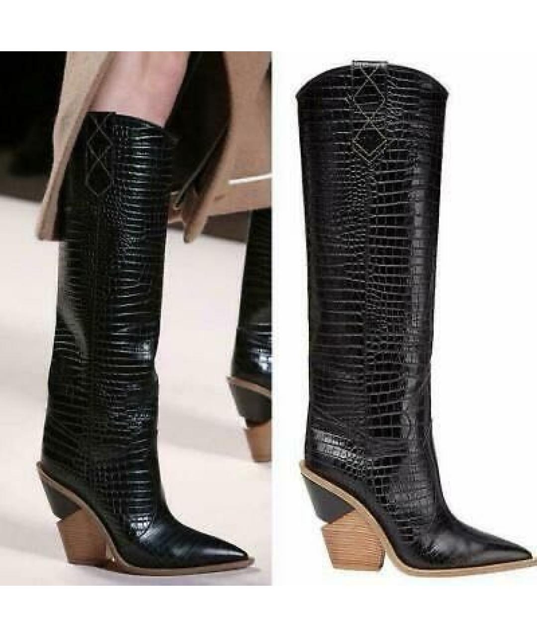 FENDI Черные кожаные сапоги, фото 5