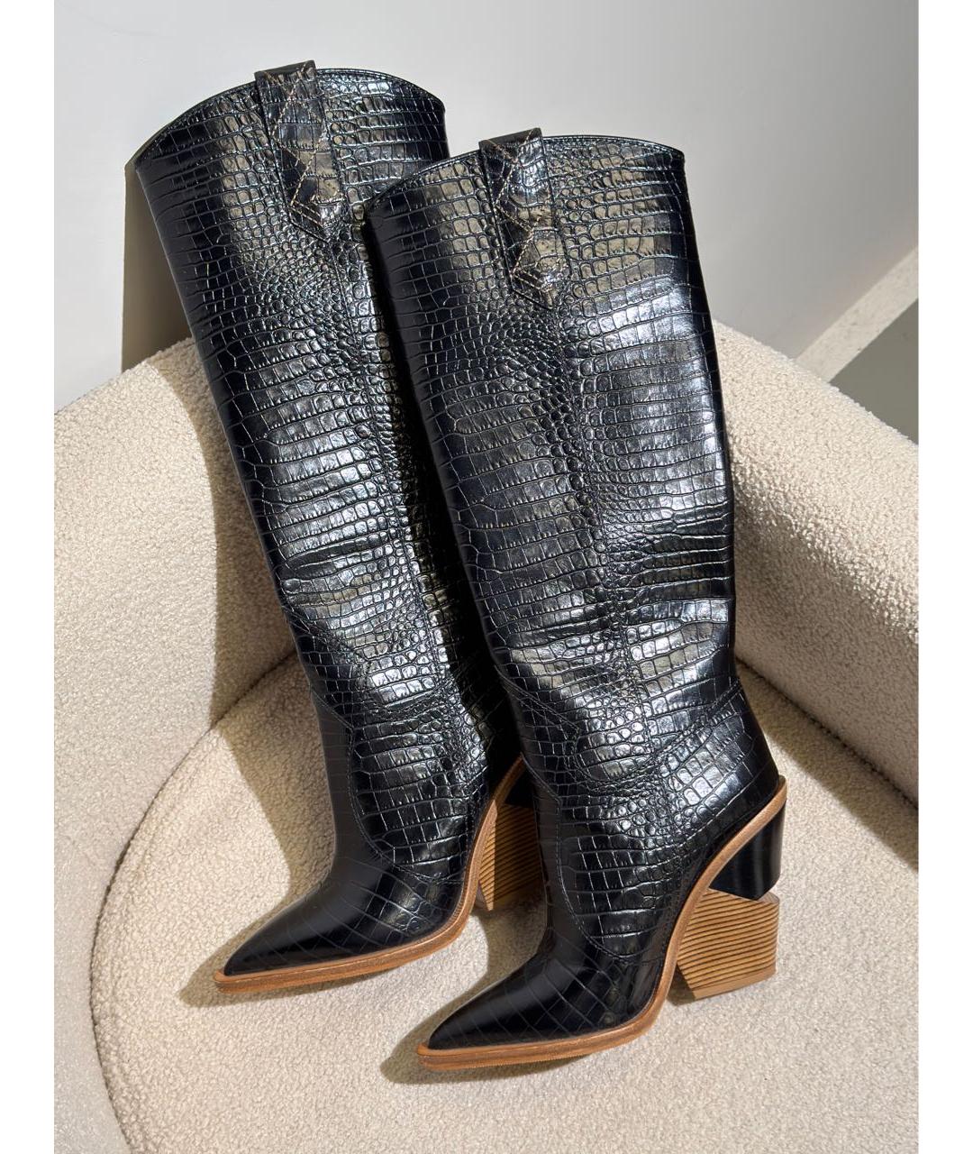 FENDI Черные кожаные сапоги, фото 2