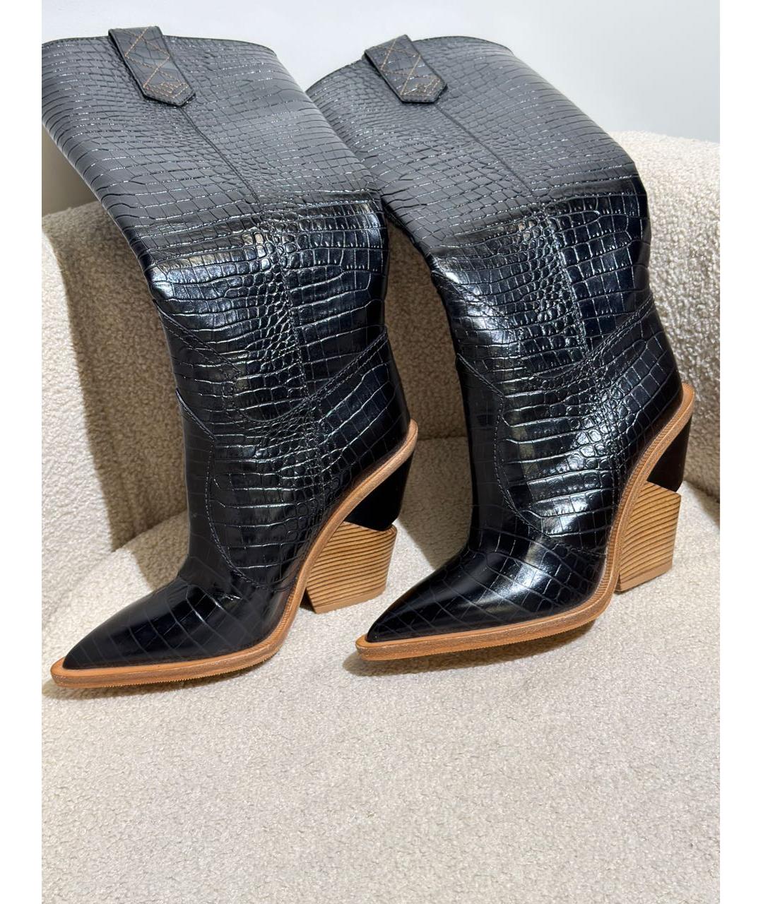 FENDI Черные кожаные сапоги, фото 8