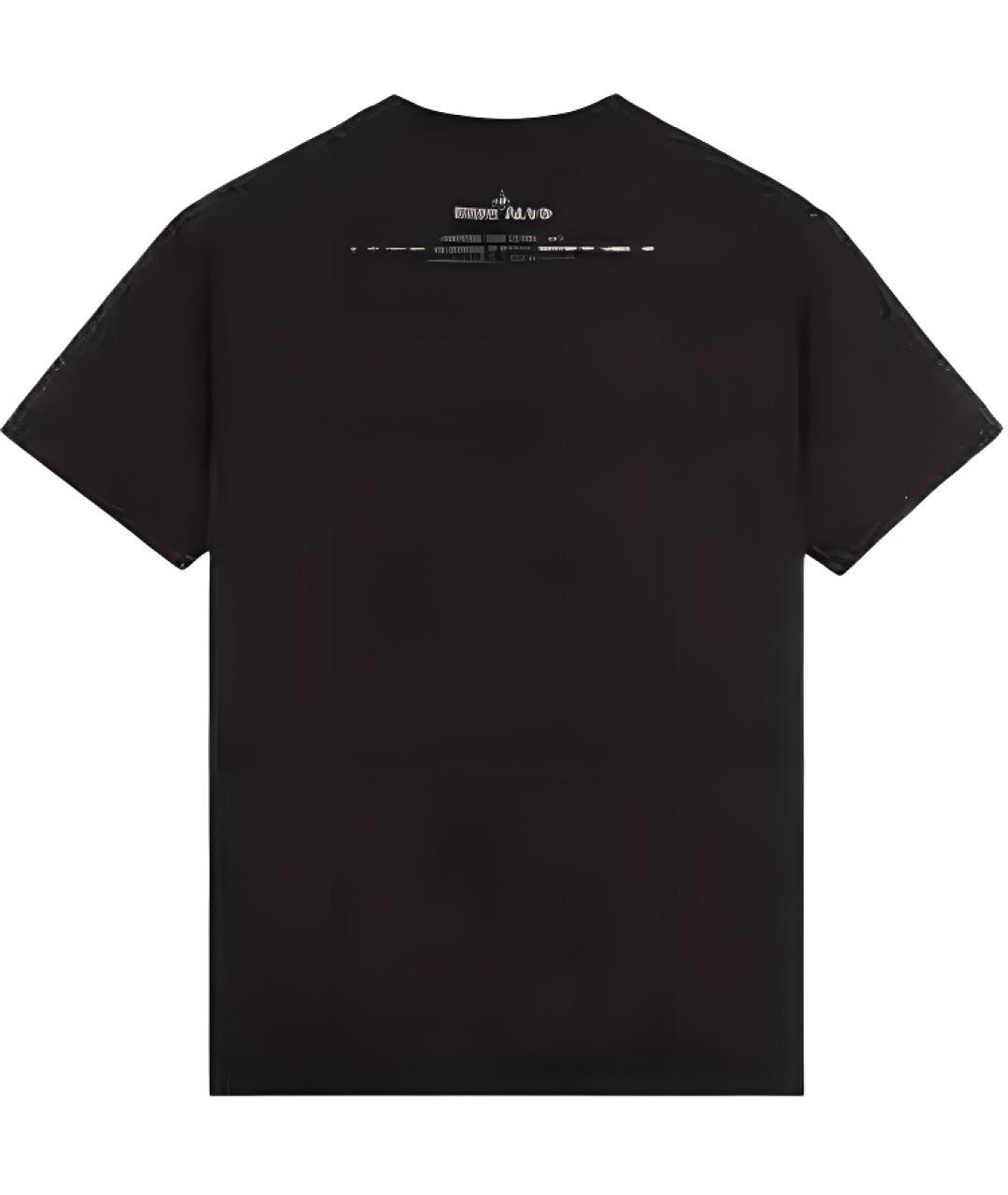 STONE ISLAND Черная хлопковая футболка, фото 2