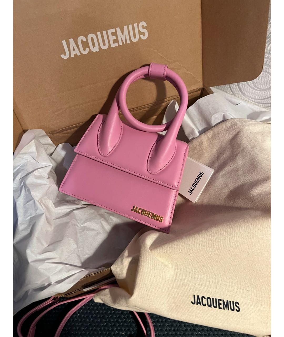 JACQUEMUS Розовая кожаная сумка через плечо, фото 3