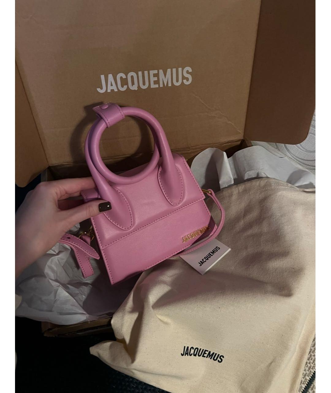 JACQUEMUS Розовая кожаная сумка через плечо, фото 4