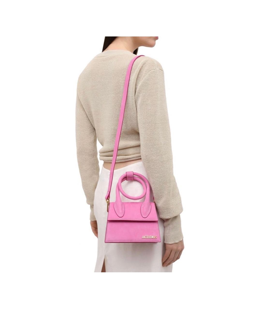 JACQUEMUS Розовая кожаная сумка через плечо, фото 2