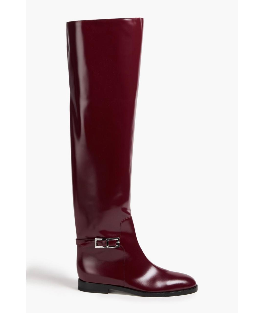 SERGIO ROSSI Бордовые кожаные ботфорты, фото 5