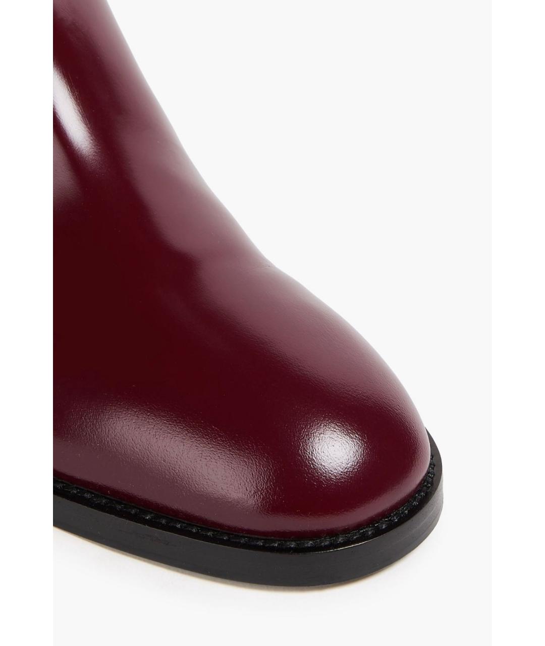 SERGIO ROSSI Бордовые кожаные ботфорты, фото 4