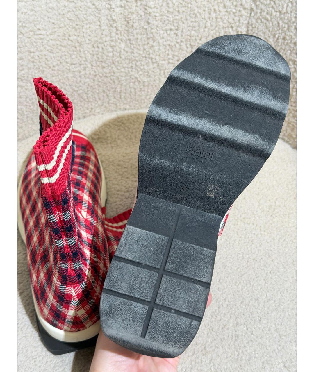 FENDI Красные текстильные кроссовки, фото 7
