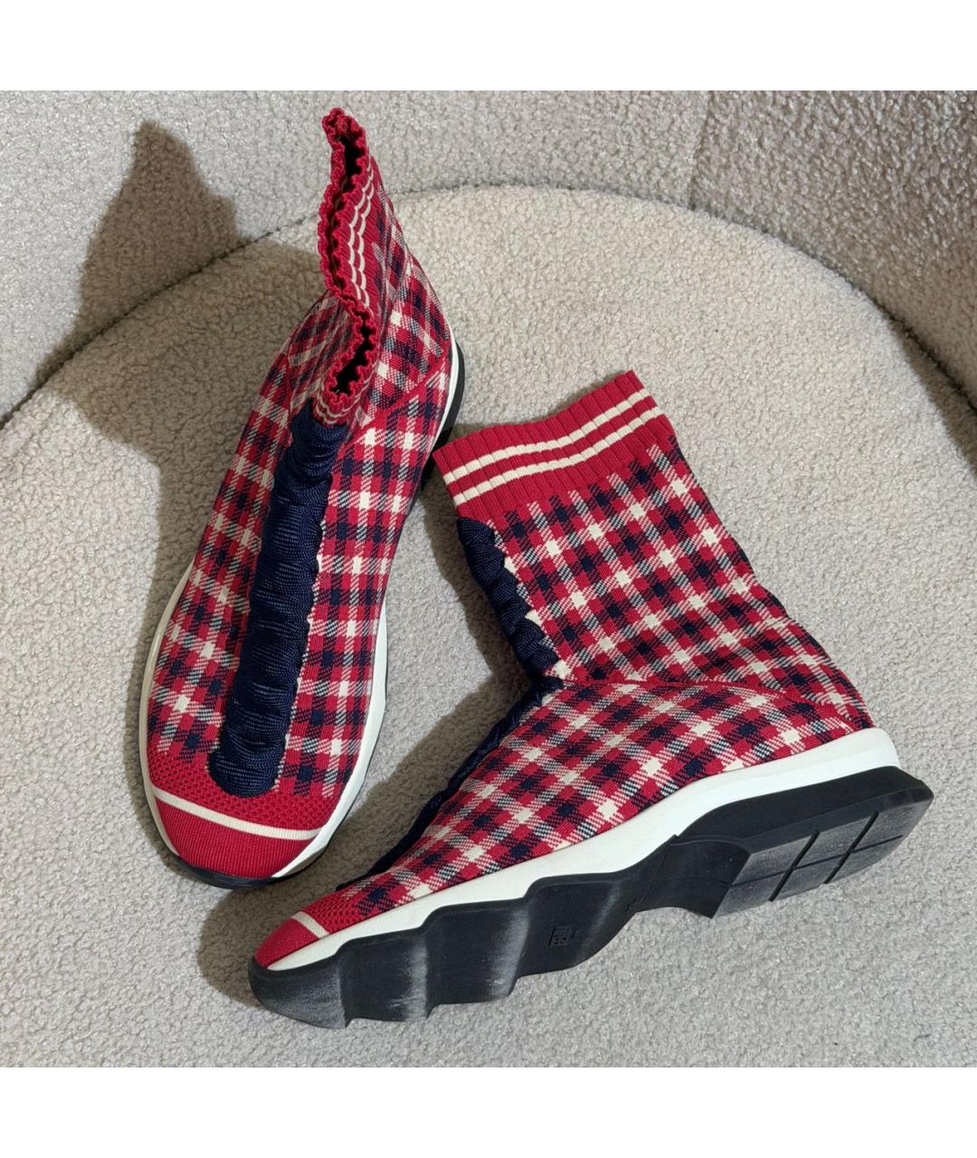 FENDI Красные текстильные кроссовки, фото 3