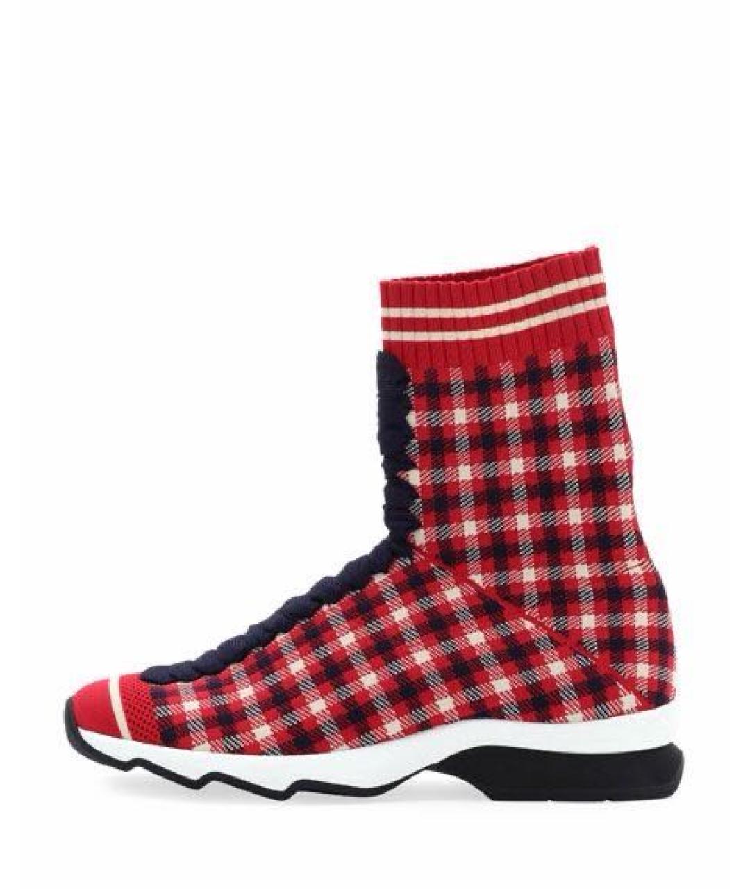 FENDI Красные текстильные кроссовки, фото 8