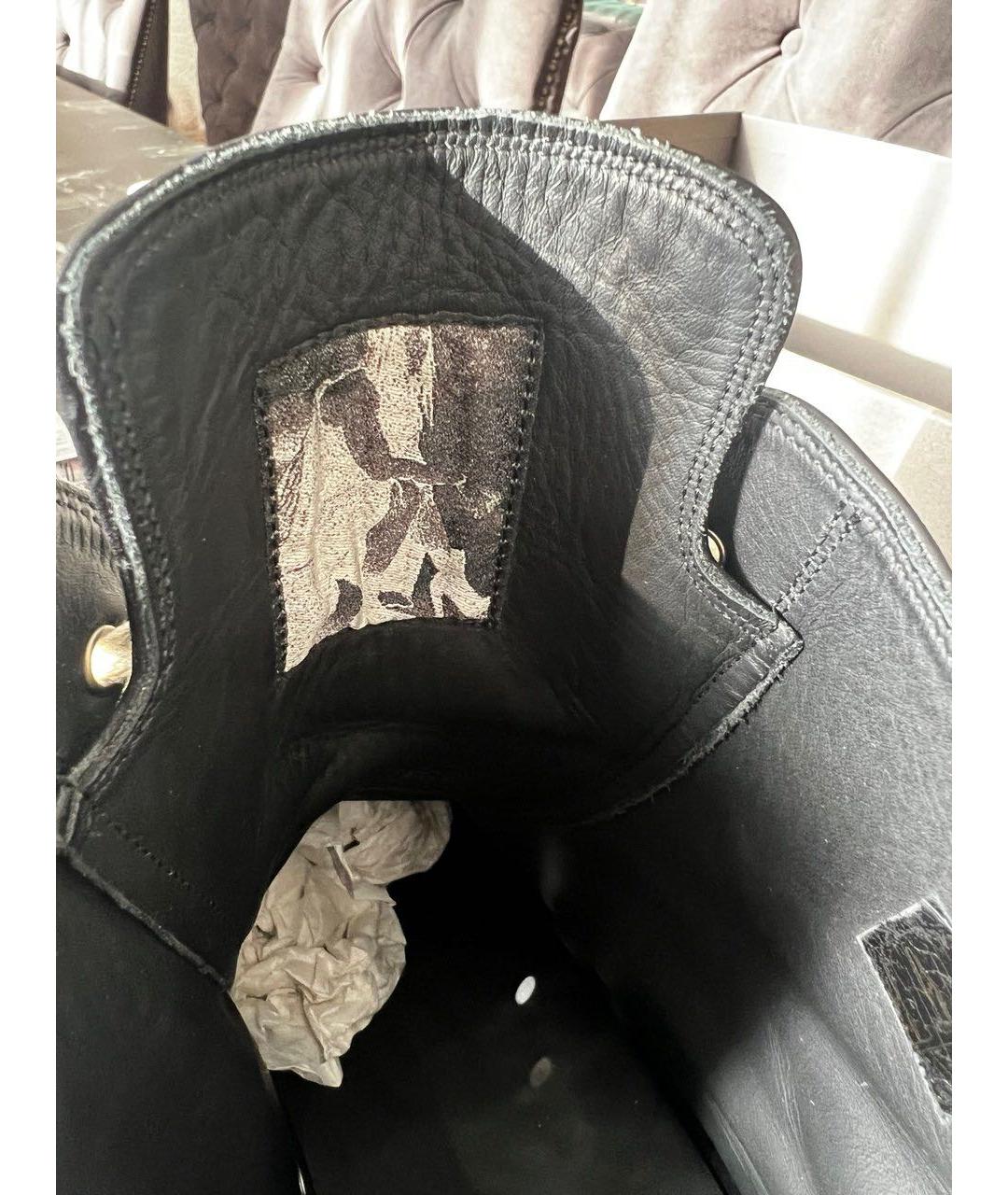 RICK OWENS Черные кожаные высокие кроссовки / кеды, фото 8