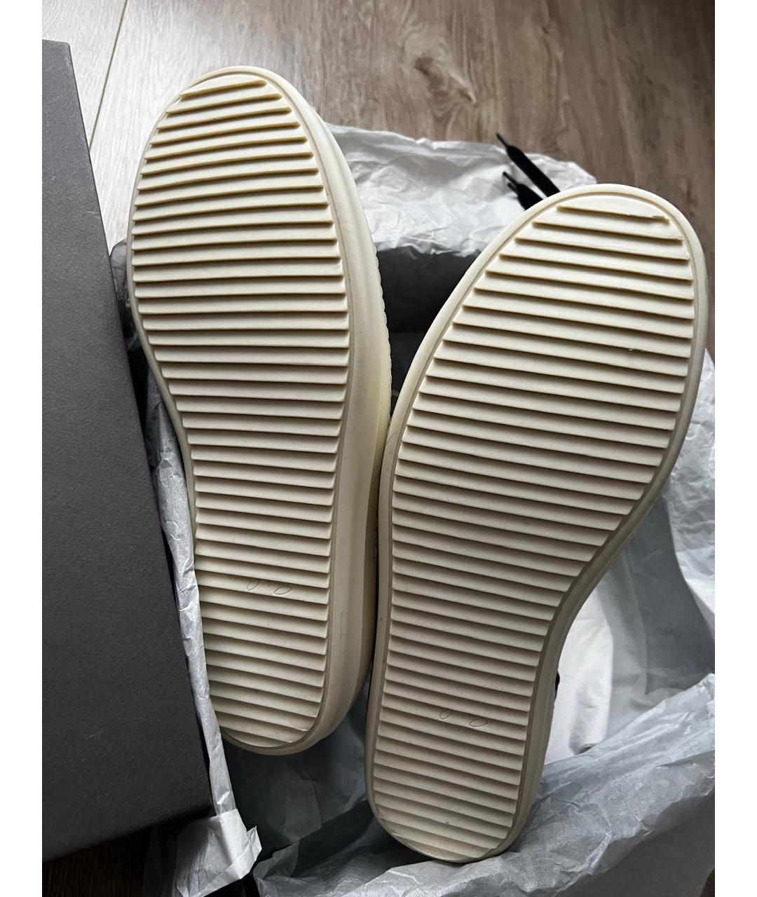 RICK OWENS Черные кожаные высокие кроссовки / кеды, фото 4