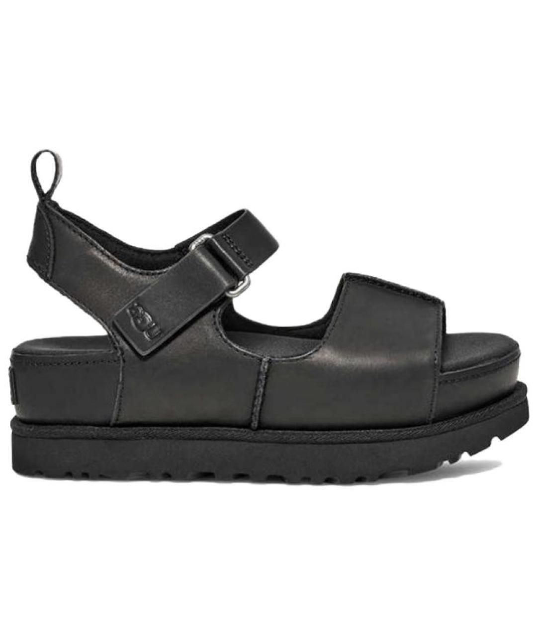 UGG AUSTRALIA Черные кожаные сандалии, фото 1