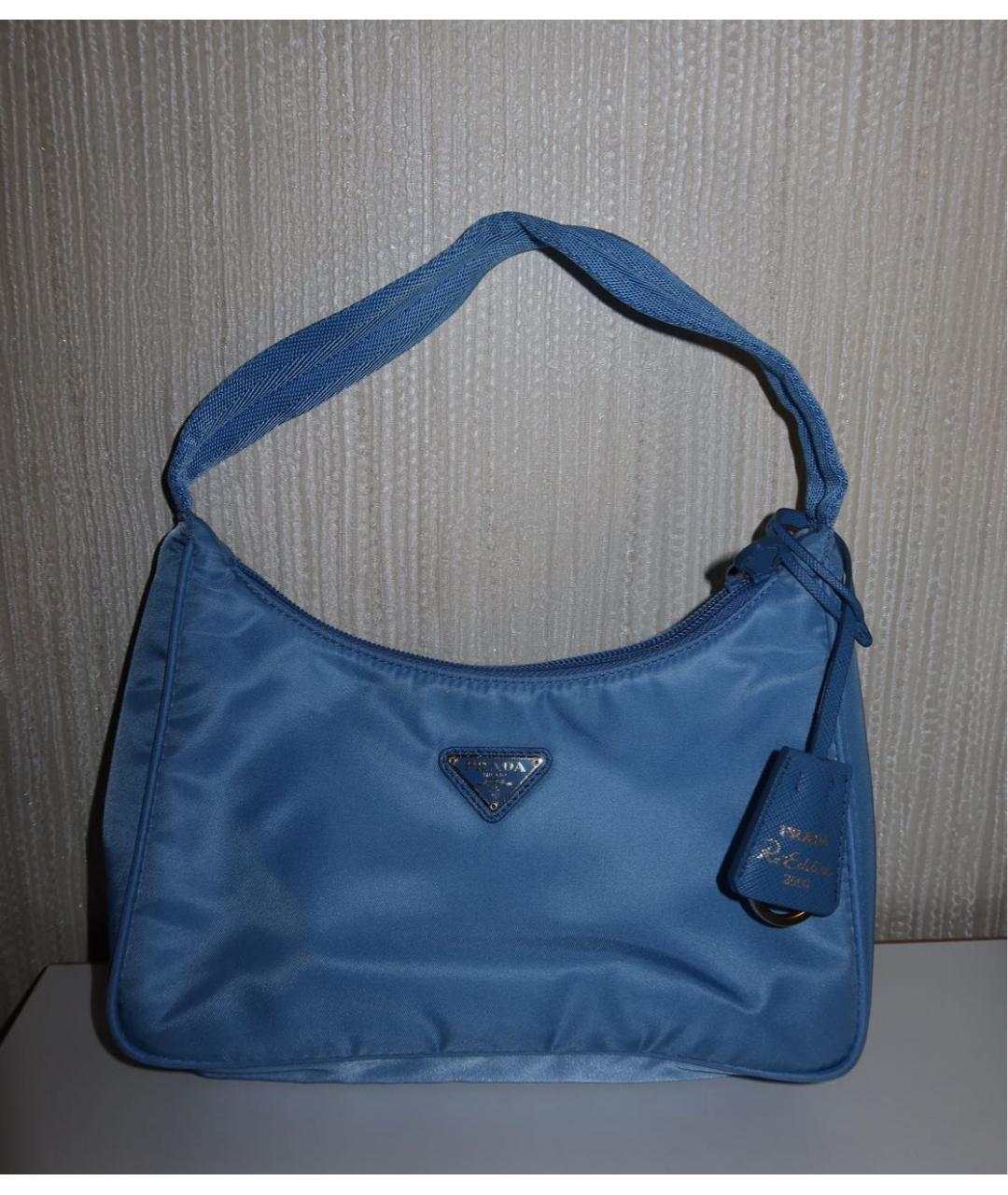 PRADA Синяя тканевая сумка с короткими ручками, фото 5