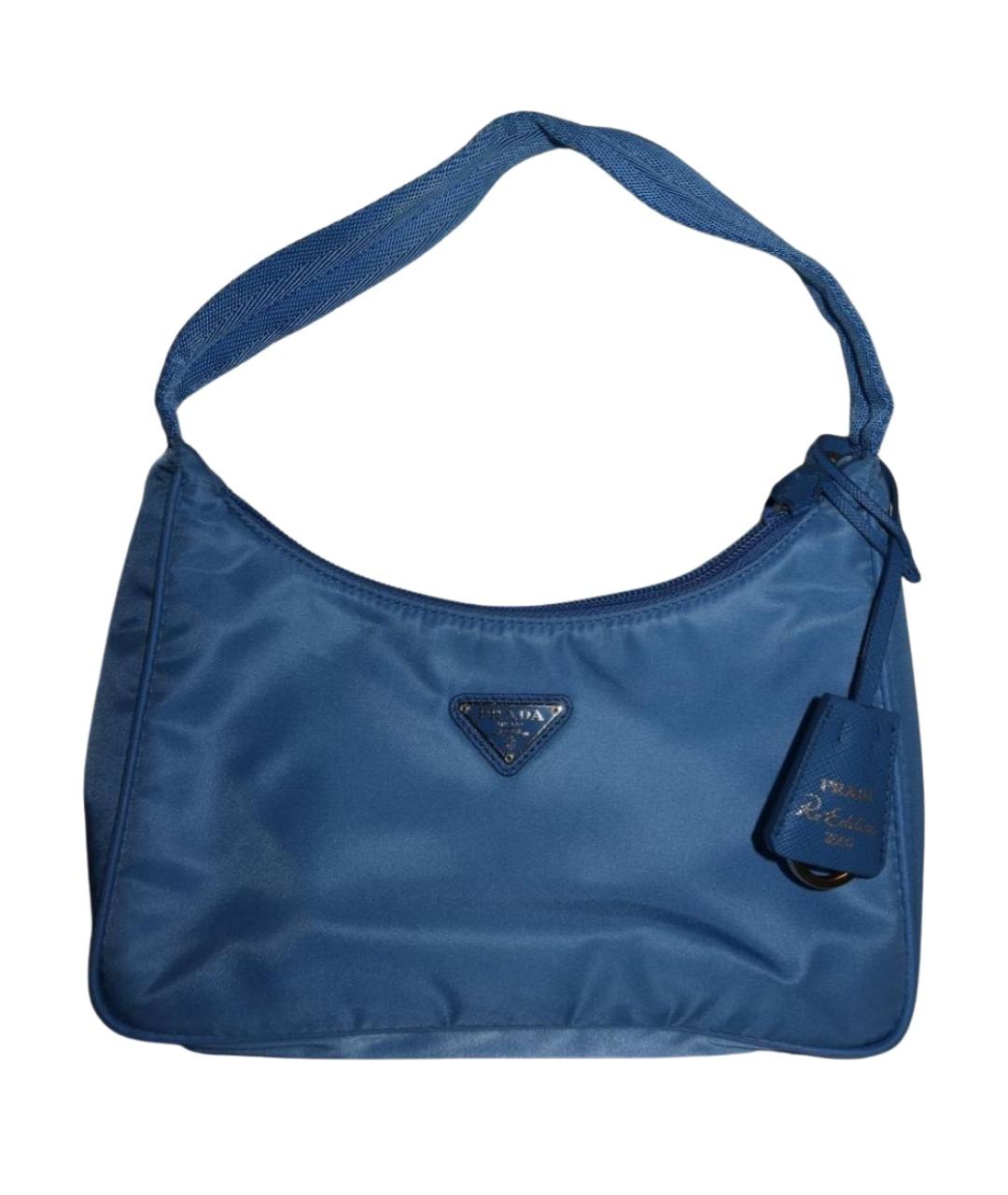 PRADA Синяя тканевая сумка с короткими ручками, фото 1