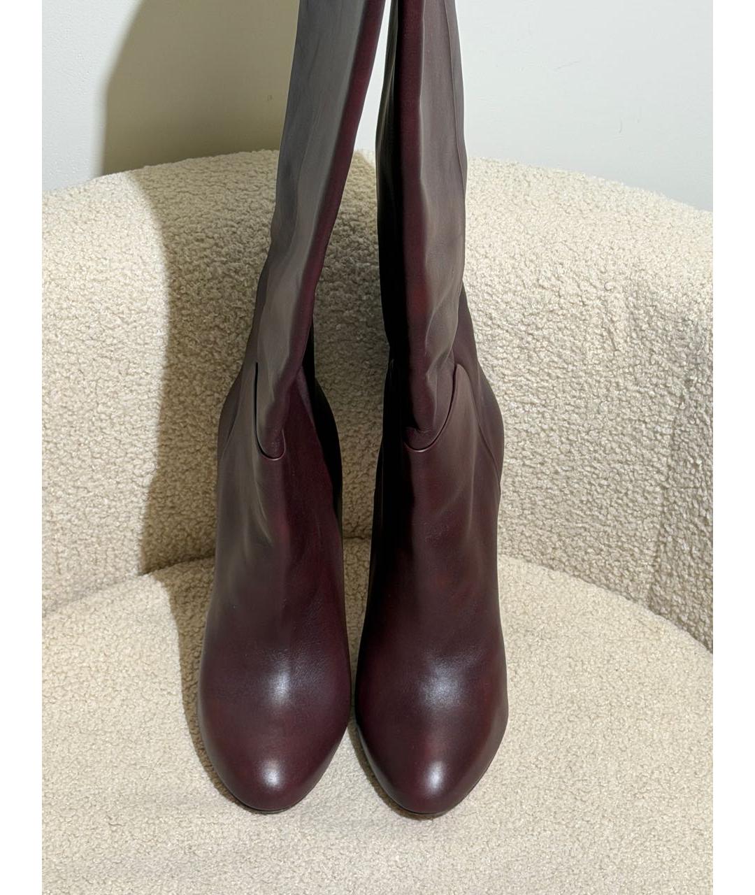 AQUAZZURA Бордовые кожаные сапоги, фото 8