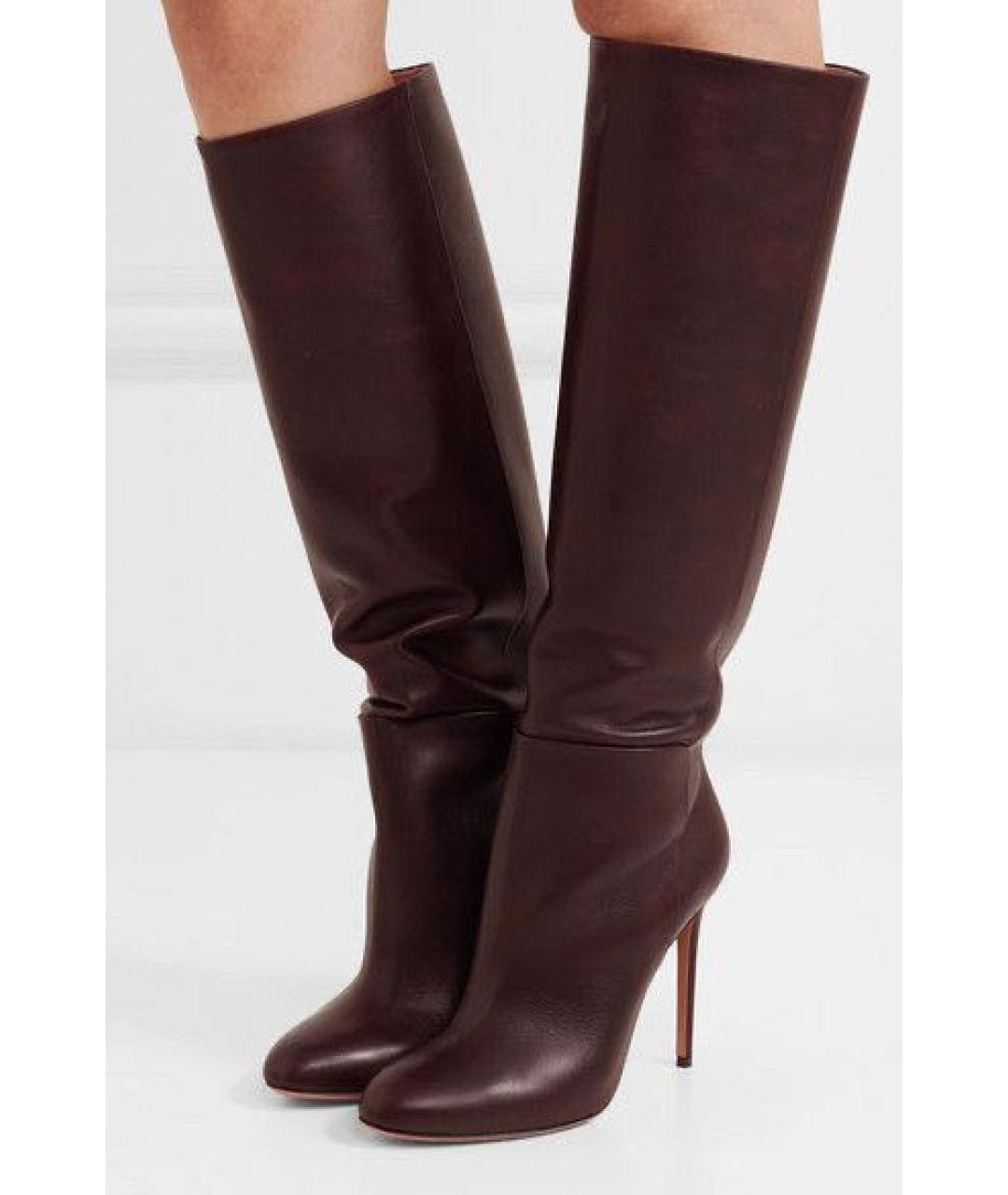 AQUAZZURA Бордовые кожаные сапоги, фото 5