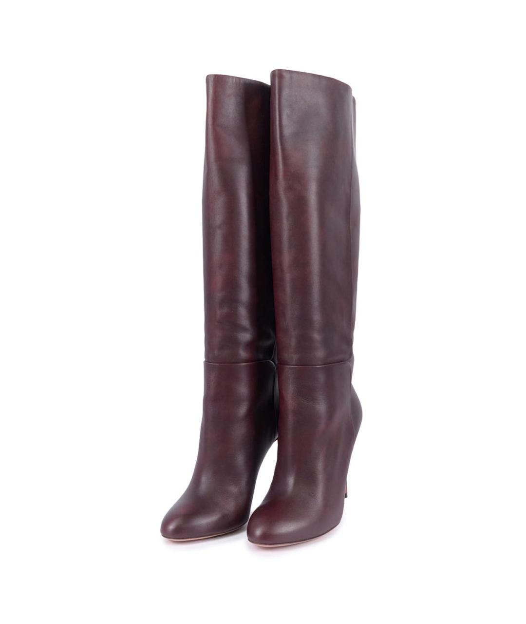 AQUAZZURA Бордовые кожаные сапоги, фото 2