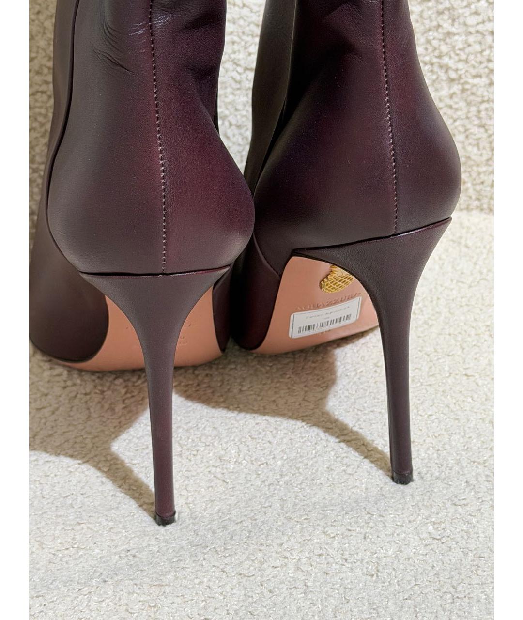 AQUAZZURA Бордовые кожаные сапоги, фото 4