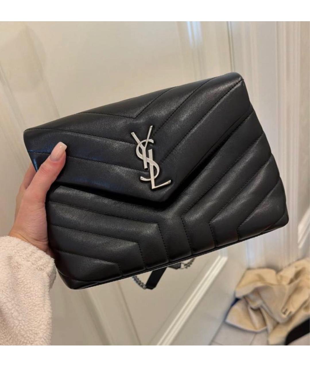 SAINT LAURENT Черная кожаная сумка через плечо, фото 5